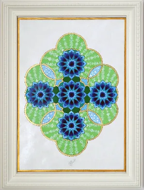 Geometrical Design in Green and Blue